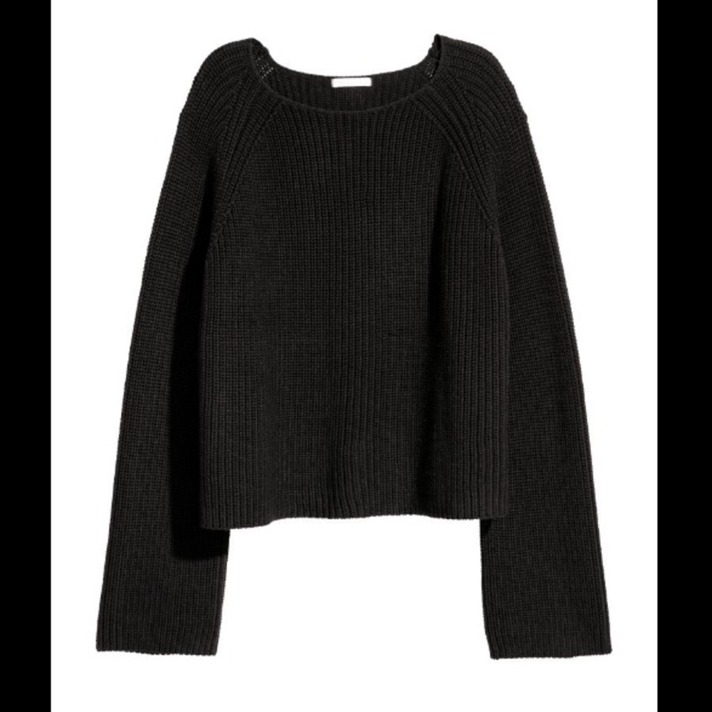 Black Rib Knit Sweater